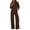 Brown, variant on PRETTYGARDEN Women's 2 Piece Outfits Fall Sweatsuits Zip Up Sweatshirt Wide Leg Sweatpants Casual Tracksuit Lounge Sets