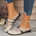 thumbnail image 4 of Rokment Women's Bohemian Ethnic Mules Dress Slides Sandals Beach Summer Vintage Casual Closed Toe Wedge Low Heels Comfortable Walking Half Slippers Clogs for Wide Width White Size 8, 4 of 6