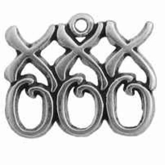 Sterling Silver 16" .8mm Box Chain "Hugs And Kisses Pendant Necklace XXX, And OOO"