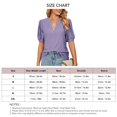 thumbnail image 2 of Blusa hueca plisada con cuello en V Manga abombada Blusa plisada elegante ahuecada para mujer Lady Girl Púrpura S, 2 of 2