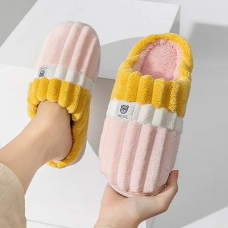 

Summer Slippers For Women Beach Accesseories Flip Flops For Women Couples Women Slip On Furry Plush Flat Home Winter Round Toe Keep Warm Stripe Print Slippers Shoes Swimming Pool Accessories Mens Wome
