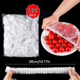 thumbnail image 1 of 100pcs Disposable Food Cover, Food Wrap Storage Cover, Elastic Food Cover Bag, Kitchen Refrigerator Leftover Rice Fruit Food Plastic Sealed Fresh Cover, Anti-odor Leak-Proof Dust-proof Freezer Cover,, 1 of 5