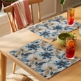 thumbnail image 4 of Vintage Leaves Placemats Set of 1, Blue Tropical Plant Linen Texture Non-Slip Place Mats Washable Table Mats for Kitchen Dining Table Decorations Indoor/Outdoor, 4 of 9