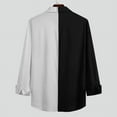 thumbnail image 5 of Men's Trendy Streetwear Patchwork Top Shirt White Black Lapel Long Sleeve Shirts, 5 of 12