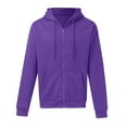 thumbnail image 3 of Outfmvch Men's Zip-Up Hoodie,Full-Zip Hoodie,Hooded Sweatshirt,Fleece Hoodie Men's Fashionable Casual Solid Color Trendy Hooded Zipper Sports Hoodie Purple 2XL, 3 of 5