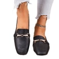 thumbnail image 4 of CHWshoes Design Mules for Women, Almond Toe Slip-On Flats, Backless Loafers with Matal Buckle, Comfort Casual & Dressy Shoes Black Size 38, 4 of 5