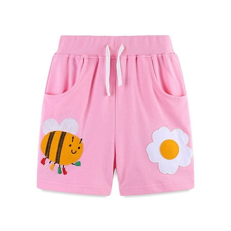 Zwiiyzr 2-7T Toddler Baby Girls Summer Printed Cute Pull On Everyday Shorts Pink