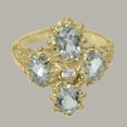 thumbnail image 5 of LBG British Made 18k Yellow Gold Cubic Zirconia & Aquamarine Womens Anniversary Ring - 33 size options - Size 5.5, 5 of 6
