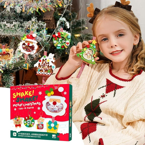 Tuscom Christmas Felt DIY Craft Kit, Make Your Own Shaker Ornaments with Sequins, Homemade Holiday Decorations Gift Idea, Parent-Child Activity