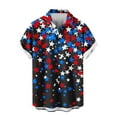 thumbnail image 5 of Men's 4th of July T-Shirt Turn-Down Collar Blouse Button Down V Neck Tops Independence Day Shirts Red White Blue Stars Graphic Tee Short Sleeve Top Summer Dress Shirt Trendy Casual 2025, 5 of 6
