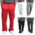 thumbnail image 2 of Men Casual Jogger Heavy Weight Cargo Pants Multi Pocket Drawstring Sport Training Athletic Trouser Workout Sweatpants, 2 of 7