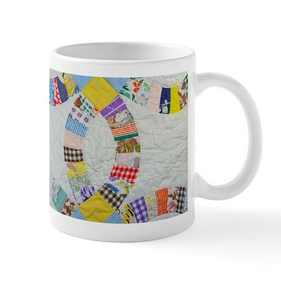 CafePress - Colorful Patchwork Quilt Mugs - 11 oz Ceramic Mug - Novelty Coffee Tea Cup