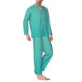 thumbnail image 2 of Fuzoiu Turquoise Glitter Print Men's Long-Sleeved Pajama,Lounge Button Down Nightwear,Mens Notch Collar Pajama Set -X-Large, 2 of 7