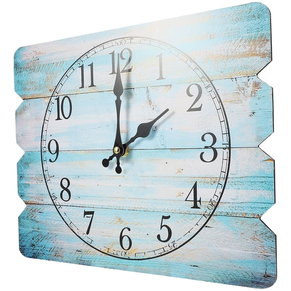 PENIKOKO Vintage Rustic Wooden Wall Clock with Large Clear Numbers, Silent Rectangle Design for Living Room Decor