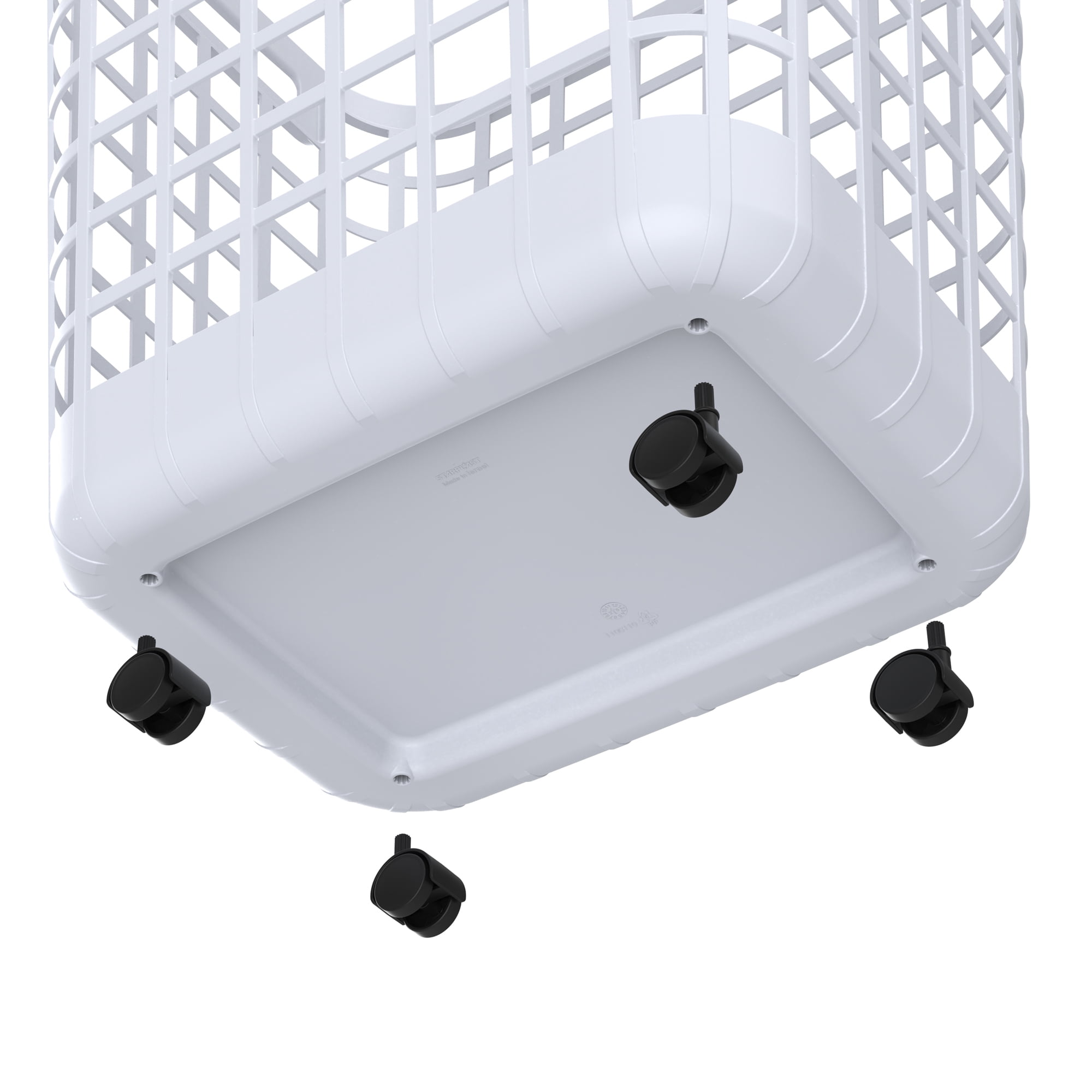Mainstays 2.6-Bushel White Rolling Laundry Hamper with Easy-Clean Plastic and Smooth-Glide Wheels