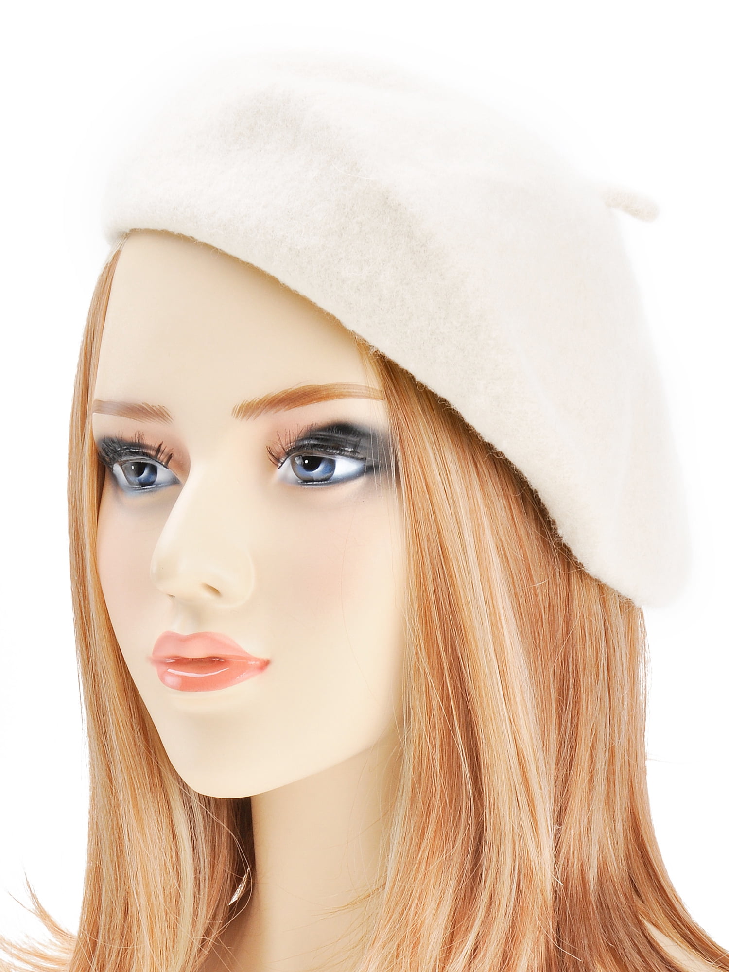 8152 Wool Beret Hat Classic Solid Color French Beret For Women (solid White) Women main image 3