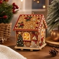 thumbnail image 4 of 5.7 Inch DIY Christmas Wooden House 3D Diamond Art Kit,Warm Brown Tone With Snowman & Bell Accent,Rhinestone Pearl Bead Craft Set,for Mantel Shelf Party Decor,Holiday Handmade Gift, 4 of 5