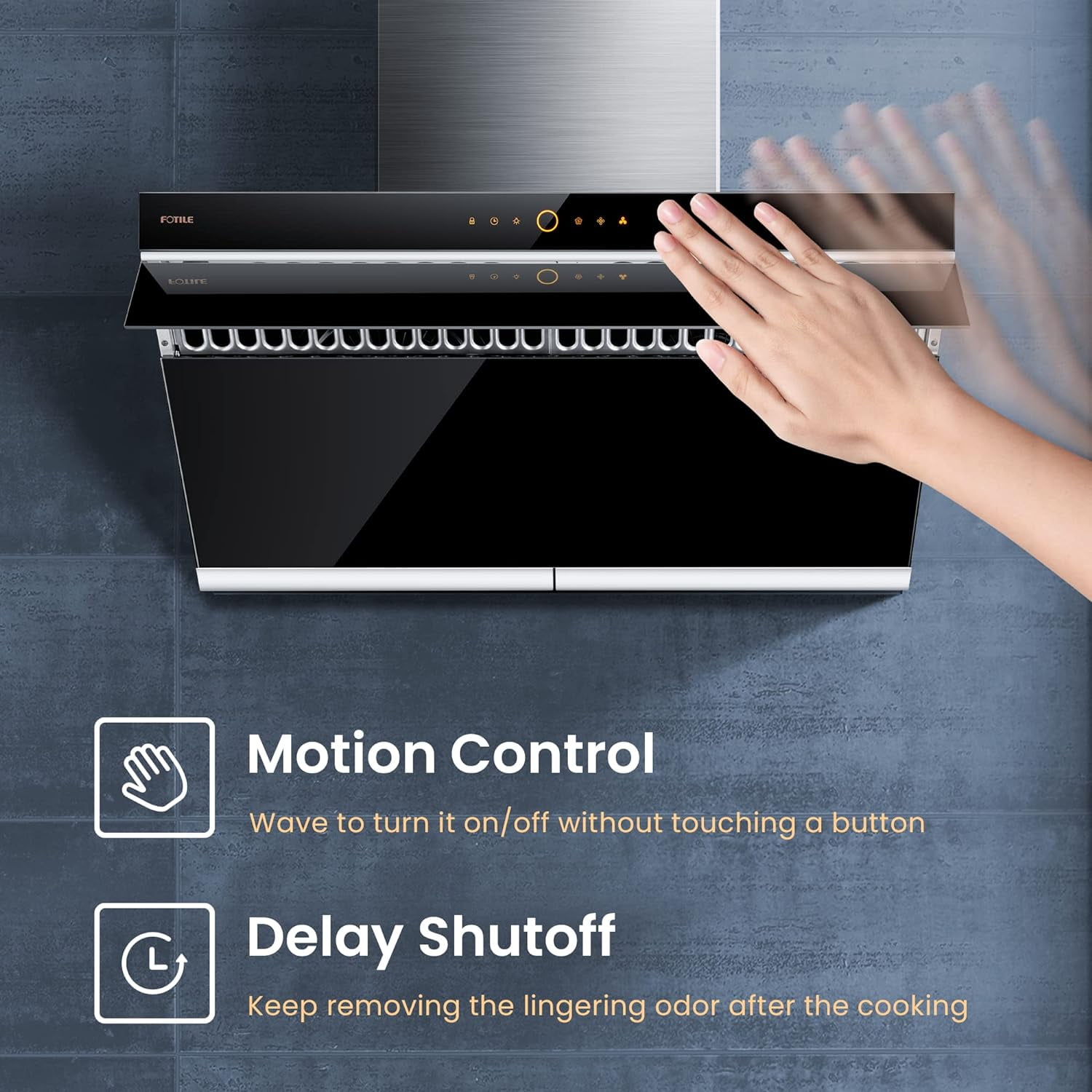 FOTILE 36 inch Ducted 1000-CFM Onyx Black Tempered Glass Under Cabinet Range Hood