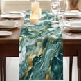 thumbnail image 3 of Green Ombre Golden Marble Table Runner, Abstract Marble Crack Washable Cotton Linen Table Runners 72 Inches Long, Dresser Scarf Runner for Dining/Coffee/TV Stands/Kitchen/Cabinets 16''x72'', 3 of 9