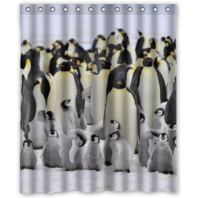 Cortina de ducha ABPHQTO Grupo de Pingüinos Impermeable 150x180 cm