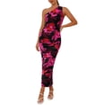 thumbnail image 1 of Vestido PRETTYGARDEN de un solo hombro con fruncidos y estampado floral XXL, 1 of 6