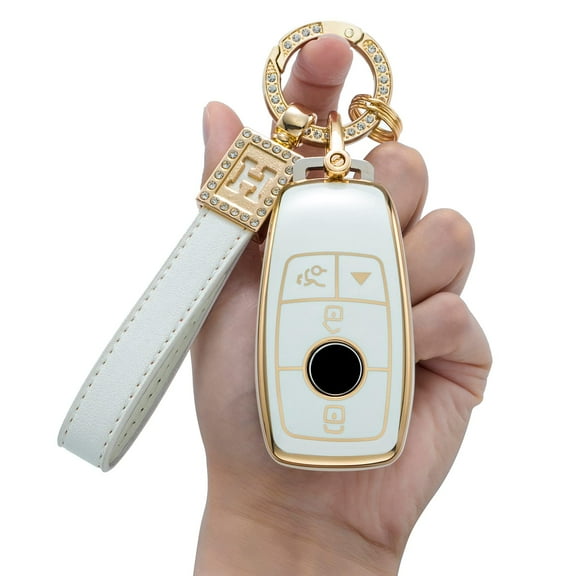 for Mercedes Benz Key Fob Cover with Keychain,Soft TPU 360 Degree Protection Car Key Shell Case for 2018-2021 S-Class,2017-2021 E-Class,2019-2021 A-Class C-Class G-Class key bag accessories