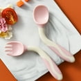 thumbnail image 4 of Baby tableware spoon Toddler infant child feeding training spoon easy to grip bendable softpink, 4 of 4