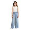 thumbnail image 2 of Ruyang Girls Star Patch Jeans Cute Wide Leg Y2K Loose Denim Pants Teens Baggy Elastic High Waist Jeans Preppy Trousers, 2 of 7
