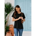thumbnail image 5 of SHIBEVER Women Tops Summer Short Sleeve T Shirts Casual Loose Fit Tunic Tops Cute Side Slit Top Comfortable Crewneck Tops Black S, 5 of 9