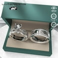 thumbnail image 5 of Wedding Ring Sets His And Hers Couples Women 925 Sterling Silver Moissanite Man Titanium Wedding Bands, 5 of 7