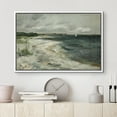 thumbnail image 3 of PixonSign Framed Canvas Print Wall Art Ocean Wave Beach Shore Landscape Nature Wilderness Illustrations Fine Art Decorative Farmhouse/Country Relax/Calm/Cozy Multicolor Zen for Bedroom - 16"x24" White, 3 of 5