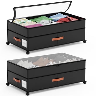 LIZEVINC 2-Pack Large Under Bed Storage with Wheels and Lids ...