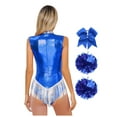 thumbnail image 2 of vastwit Women Metallic Cheer Leader Costumes Performance Cheerleading Uniform Outfits Halloween Blue XL, 2 of 7