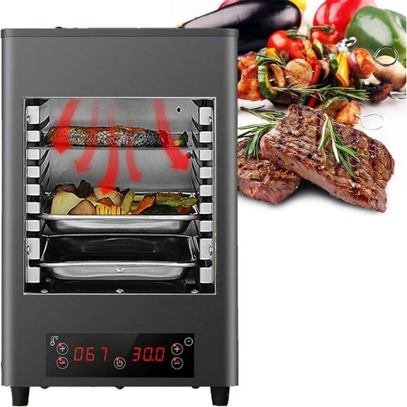 Electric Steak Grill-8 Layers,1700w Portable Stainless Countertop Oven,8 Gears Heating Adjustment (800)- 30min Timing,Commercial Indoor Steak Broiler with Tray/Grill/Handle,Grey