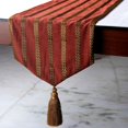 thumbnail image 4 of Linen Table Runner, Rust Linen Fabric with Embroidery & Tassels Red Linen 14 x 64 inch long, Wedding Decor Table Linen Modern Table Runner - Sumac Stripe, 4 of 4