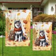 thumbnail image 4 of Welcome Fall Siberian Husky Enjoys School Time Autumn Fall Leaves Garden Flag 12x18in Double Sided Husky Dog Lover Gifts Outdoor Decor - 02013, 4 of 5