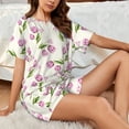 thumbnail image 6 of Bingfone Tulips Flowers Print Pajamas Sets for Women Soft Short-Sleeved Pjs with Lounge Shorts Two Piece Sleepwear, 6 of 8