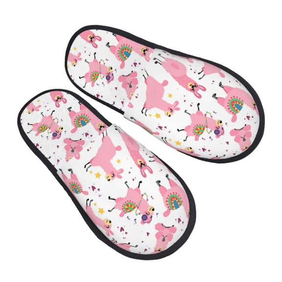 House Slippers for Women Men - cute pink llamas Alpaca funny Lightweight House Shoes Fuzzy Slippers, Soft Slip-On Cozy House Slippers for Woman Indoor Outdoor
