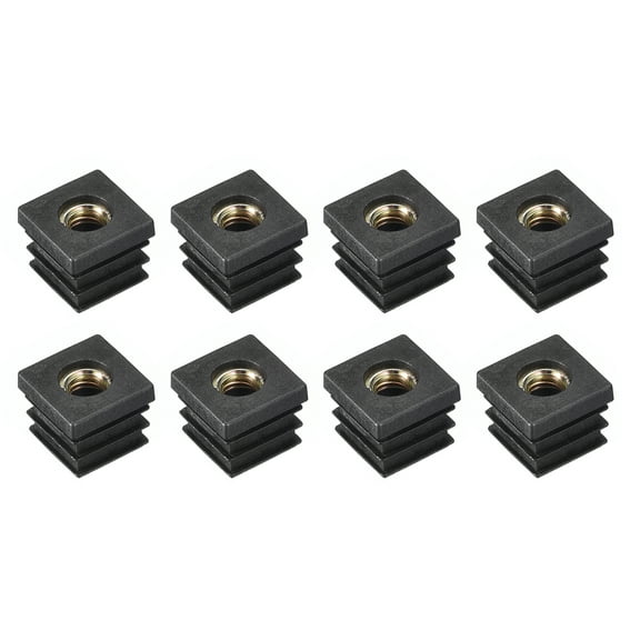 8Pack Inserts for Square Tubes with M8 Thread, for 0.87"x0.87" OD Square Tube, Black Plastic Plug Caster Insert Chair