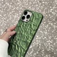 thumbnail image 4 of Compatible with iPhone 13 Pro Max Case,Luxury Plating 3D Tin Foil Pleated Pattern Design,Cool Bling Glitter Cute Soft TPU Protective Cover for Women Girls-Green, 4 of 12