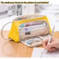 thumbnail image 2 of Estuche para lápices de gran capacidad, bolsa para lápices, bolsa de mano para bolígrafos, bolsa portátil para cosméticos, para oficina, escuela, adolescentes, niñas y niños (amarillo), 2 of 4