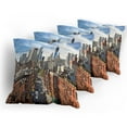thumbnail image 5 of Ambesonne City Throw Pillow Cover 4 Pack, Famous Travel Destination, 24", Dark Orange Grey Blue, 5 of 7