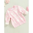 thumbnail image 3 of Bagilaanoe Toddler Baby Girl Knitted Sweater Long Sleeve Heart Print Pullover 18M 24M 3T 4T 5T 6T Kids Warm Jumpers Tops Fall Loose Knitwear, 3 of 8