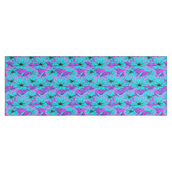 Daisy Flower Blue Blooms Pattern Kitchen Rug Mat,Kitchen Runner Rugs Non Skid Washable,Decorative Kitchen Floor Mats for Kitchen,Sink,Laundry,17"X47"