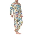 thumbnail image 2 of Honeii Famous Places Pattern Mens Pajamas Set,2pcs Men's Lounge Long Sleeve Sleep Shirt and Pajama Bottoms Sleepwear Set,Mens Pjs Sets-XX-Large, 2 of 7