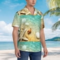 thumbnail image 3 of Honeii Starfish And Seashell On The Beach Print Men’s Hawaiian Shirt,Classic Button-Down Short Sleeve Shirt, for Beach, Vacation, and Outdoor Activities,3X-Large, 3 of 7