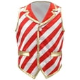 thumbnail image 3 of Mufeng Kids Boys Dressy Vests for Christmas Notched Lapel Waistcoat Candy Cane Striped Holiday Party Red White 16, 3 of 7