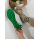 thumbnail image 1 of Women Metallic Tie Leg Design Thong Sandals, Summer Flat Sandals, 1 of 4