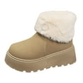 thumbnail image 7 of Suede Platform Winter Boots for Women Fold Over Fuzzy Plush High Top Round Toe Ankle Snow Boooties, 7 of 7