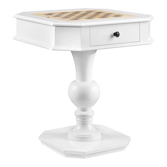 Bowery Hill Traditional 2-Drawer Wooden Game Table in White Finish
